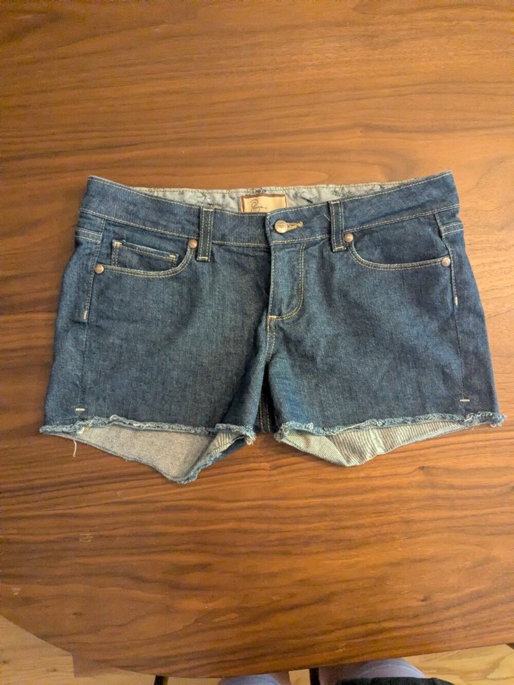Paige Silver Lake Short Dark Wash Denim Raw Hem Cutoff jean Shorts Size 29